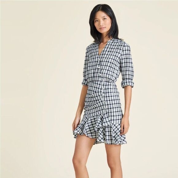 Veronica Beard Dresses & Skirts - VERONICA BEARD ladies BLUE WHITE SHERRY shirt DRESS small gingham plaid ruffle